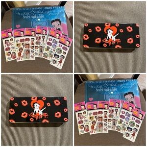Betty Boop Stickers + Betty Boop Pencil Case Tin + Free Various Items